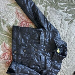 Maeve Black Quilted Faux Leather Jacket